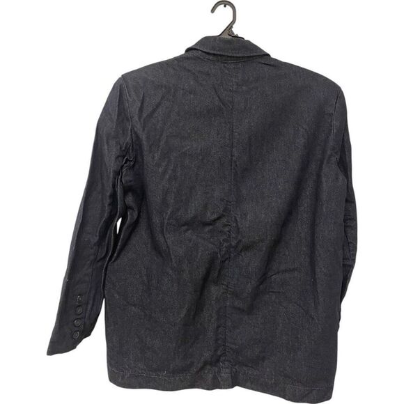 Zara Women Blazer Jacket Denim L Large Dark Blue Lyocell Cotton NWOT - Picture 4 of 10